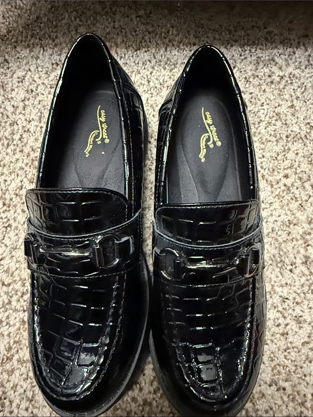 Black Croc-Embossed Women’s Loafers